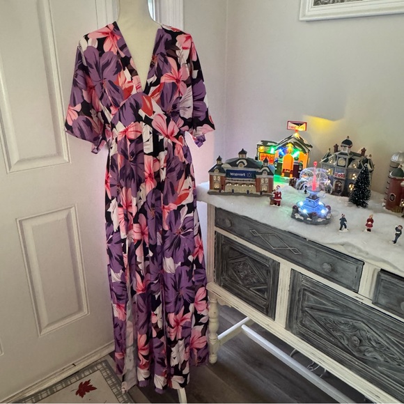 Women’s boutique floral boho split thigh maxi dress size XL - Picture 3 of 11